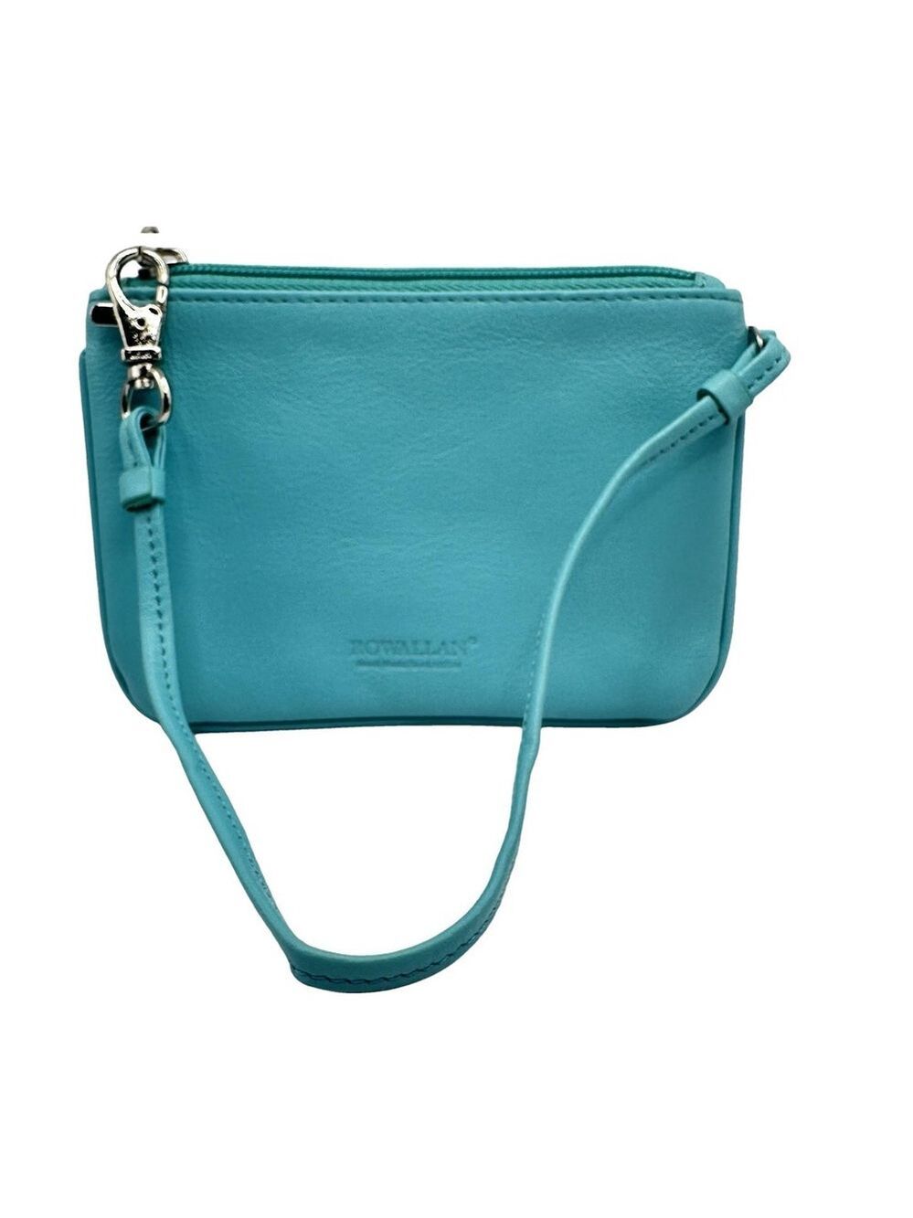 Rowallan of Scotland Wristlet Wallet Light Blue Luxury Leather 6" X 4”